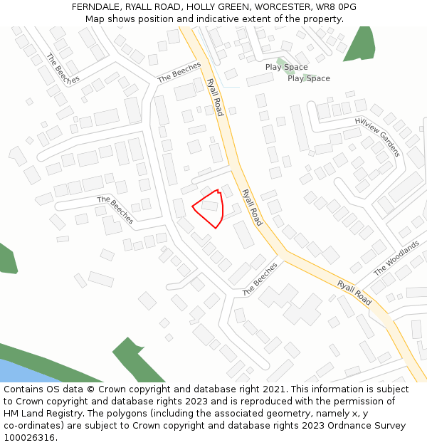 FERNDALE, RYALL ROAD, HOLLY GREEN, WORCESTER, WR8 0PG: Location map and indicative extent of plot