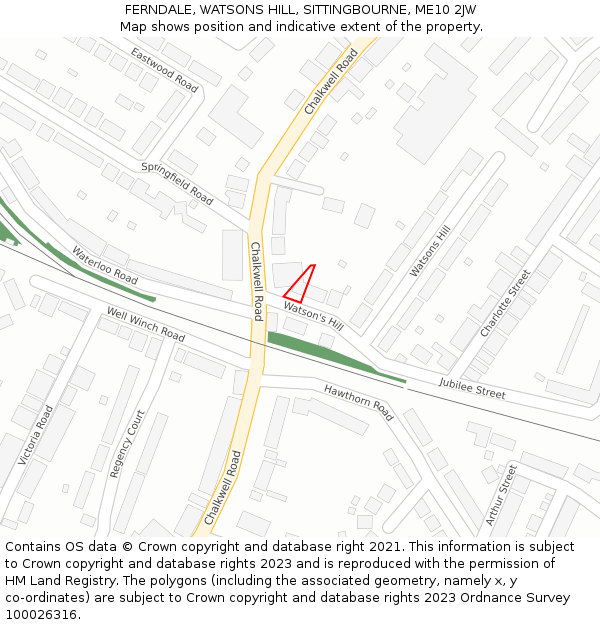 FERNDALE, WATSONS HILL, SITTINGBOURNE, ME10 2JW: Location map and indicative extent of plot