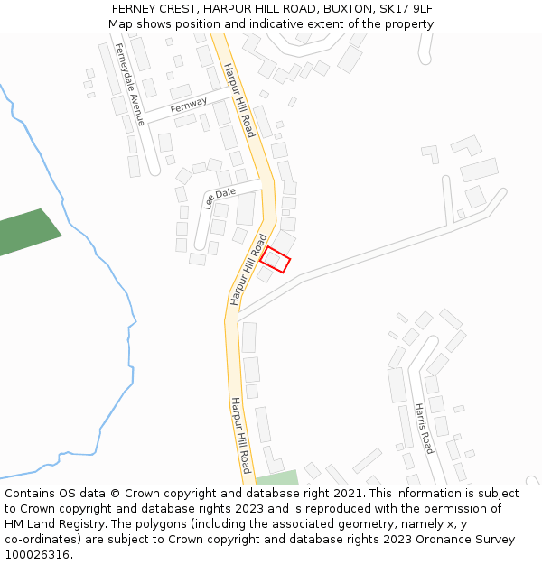 FERNEY CREST, HARPUR HILL ROAD, BUXTON, SK17 9LF: Location map and indicative extent of plot