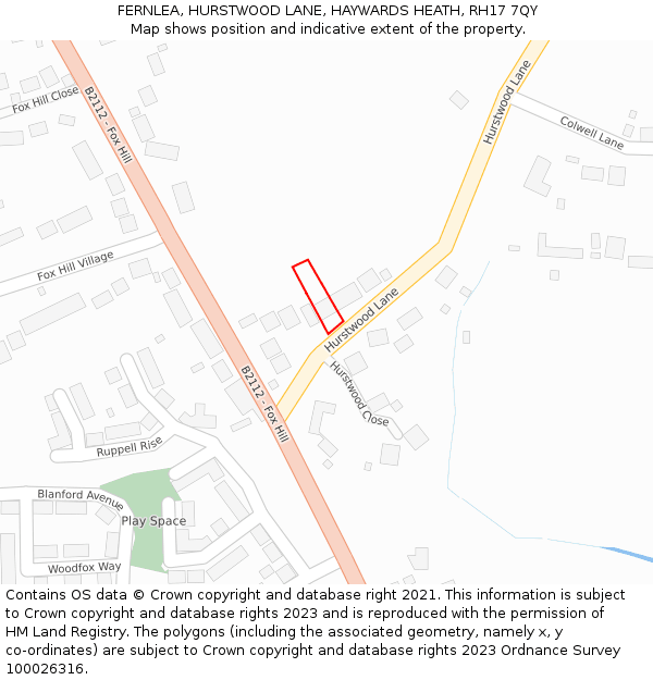 FERNLEA, HURSTWOOD LANE, HAYWARDS HEATH, RH17 7QY: Location map and indicative extent of plot