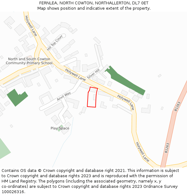 FERNLEA, NORTH COWTON, NORTHALLERTON, DL7 0ET: Location map and indicative extent of plot