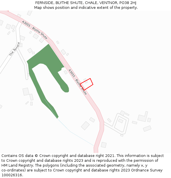 FERNSIDE, BLYTHE SHUTE, CHALE, VENTNOR, PO38 2HJ: Location map and indicative extent of plot