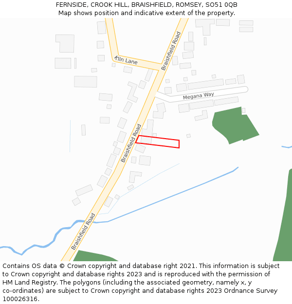 FERNSIDE, CROOK HILL, BRAISHFIELD, ROMSEY, SO51 0QB: Location map and indicative extent of plot