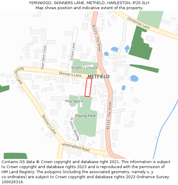 FERNWOOD, SKINNERS LANE, METFIELD, HARLESTON, IP20 0LH: Location map and indicative extent of plot