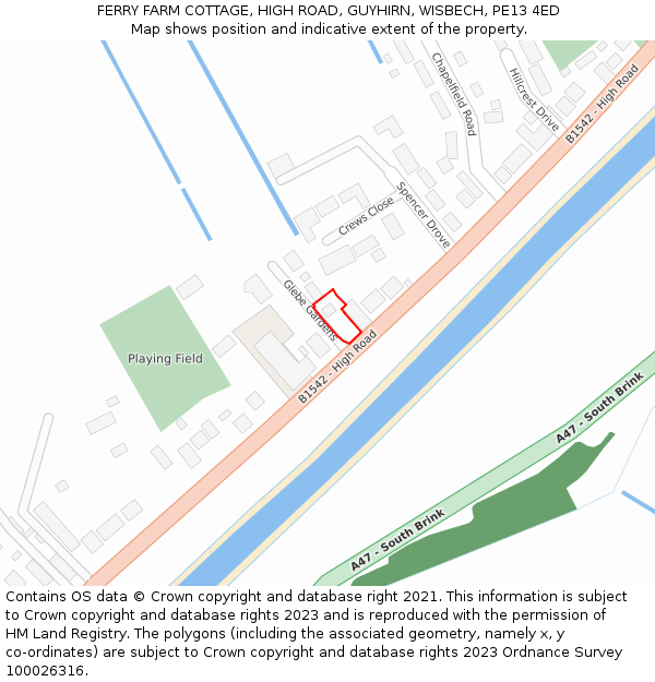 FERRY FARM COTTAGE, HIGH ROAD, GUYHIRN, WISBECH, PE13 4ED: Location map and indicative extent of plot