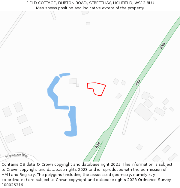 FIELD COTTAGE, BURTON ROAD, STREETHAY, LICHFIELD, WS13 8LU: Location map and indicative extent of plot