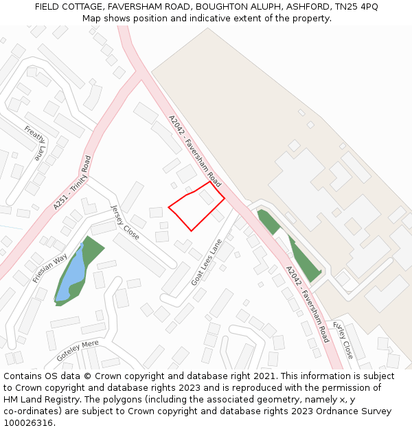 FIELD COTTAGE, FAVERSHAM ROAD, BOUGHTON ALUPH, ASHFORD, TN25 4PQ: Location map and indicative extent of plot