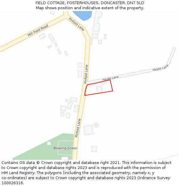 FIELD COTTAGE, FOSTERHOUSES, DONCASTER, DN7 5LD: Location map and indicative extent of plot