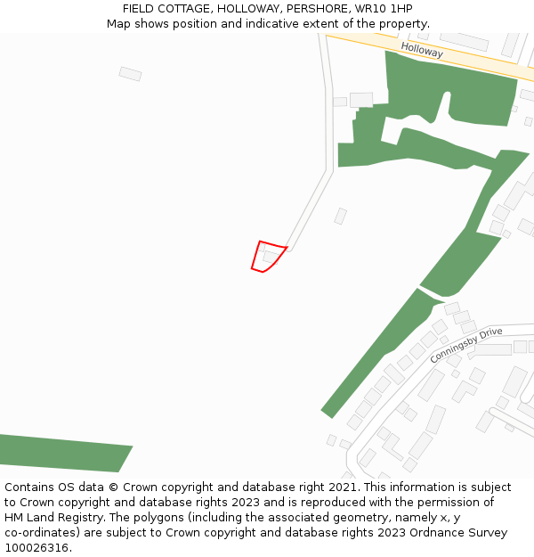 FIELD COTTAGE, HOLLOWAY, PERSHORE, WR10 1HP: Location map and indicative extent of plot