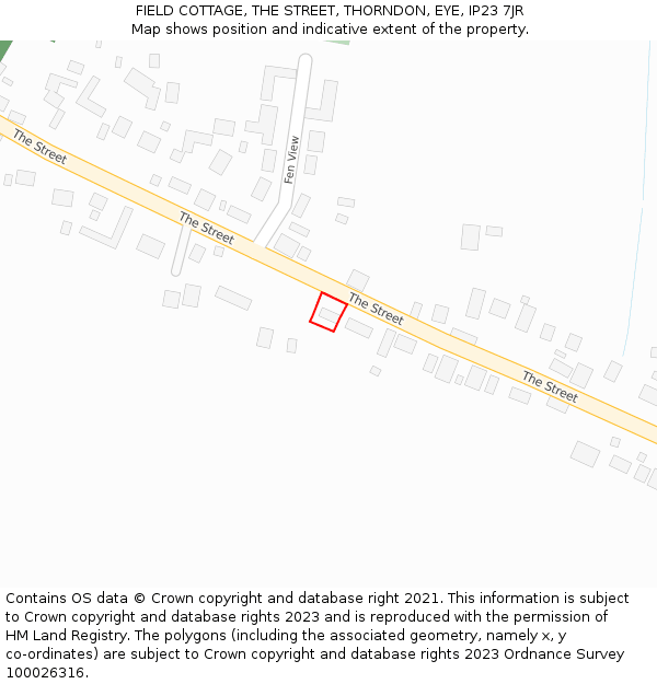 FIELD COTTAGE, THE STREET, THORNDON, EYE, IP23 7JR: Location map and indicative extent of plot