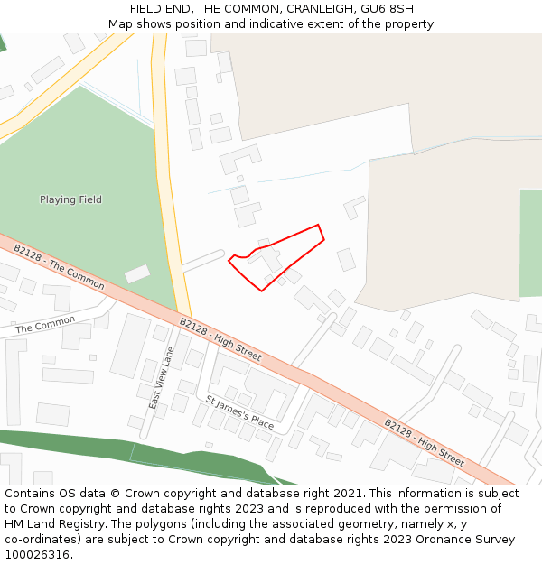 FIELD END, THE COMMON, CRANLEIGH, GU6 8SH: Location map and indicative extent of plot