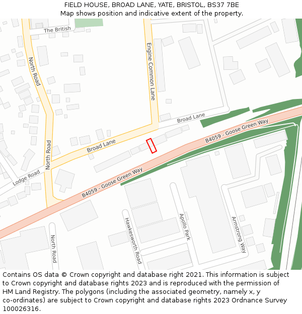 FIELD HOUSE, BROAD LANE, YATE, BRISTOL, BS37 7BE: Location map and indicative extent of plot