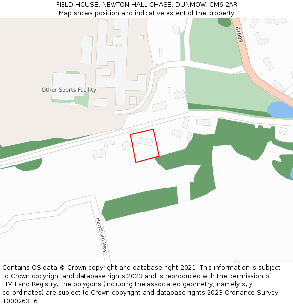 FIELD HOUSE, NEWTON HALL CHASE, DUNMOW, CM6 2AR: Location map and indicative extent of plot