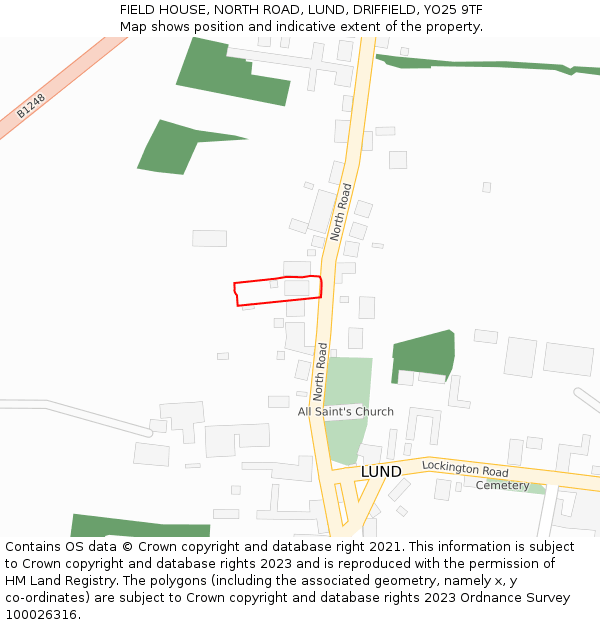 FIELD HOUSE, NORTH ROAD, LUND, DRIFFIELD, YO25 9TF: Location map and indicative extent of plot