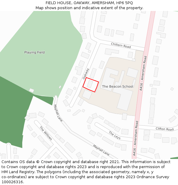 FIELD HOUSE, OAKWAY, AMERSHAM, HP6 5PQ: Location map and indicative extent of plot