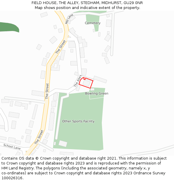 FIELD HOUSE, THE ALLEY, STEDHAM, MIDHURST, GU29 0NR: Location map and indicative extent of plot
