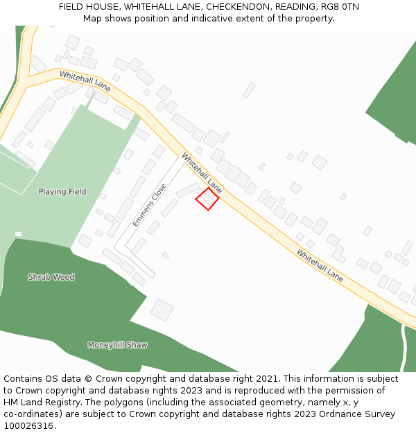 FIELD HOUSE, WHITEHALL LANE, CHECKENDON, READING, RG8 0TN: Location map and indicative extent of plot