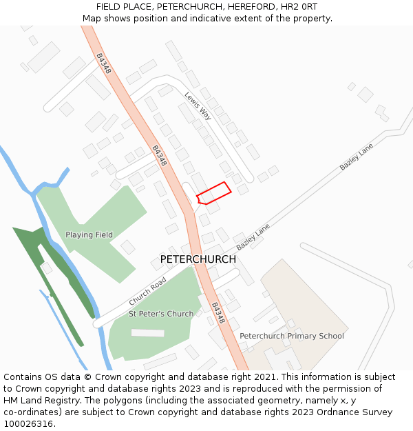 FIELD PLACE, PETERCHURCH, HEREFORD, HR2 0RT: Location map and indicative extent of plot