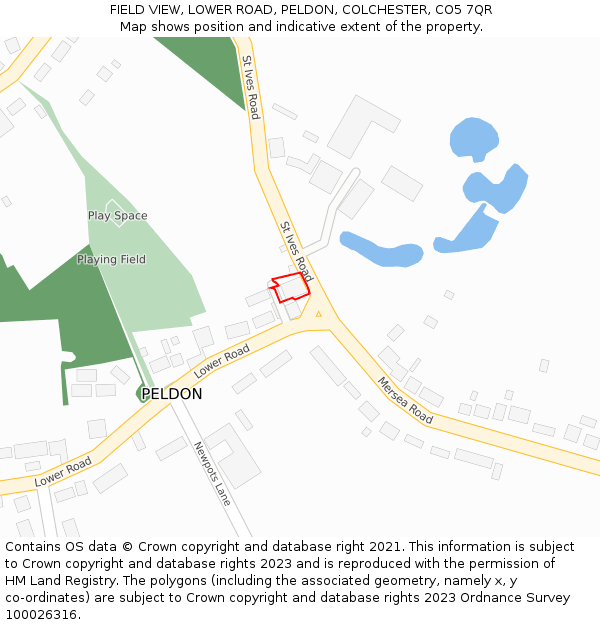 FIELD VIEW, LOWER ROAD, PELDON, COLCHESTER, CO5 7QR: Location map and indicative extent of plot