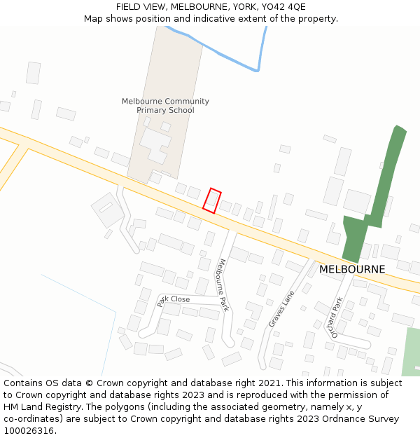 FIELD VIEW, MELBOURNE, YORK, YO42 4QE: Location map and indicative extent of plot