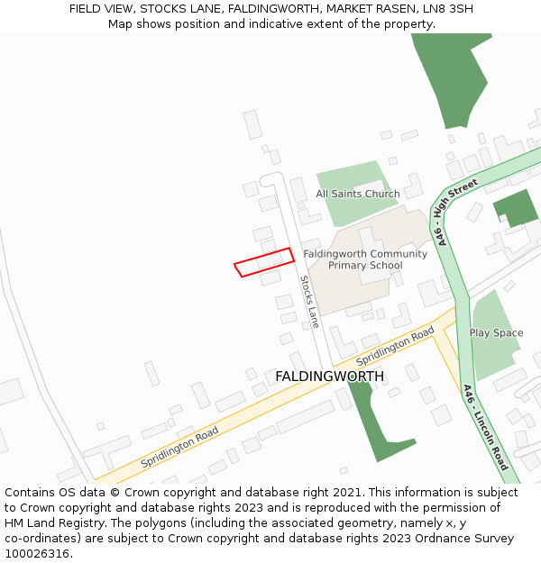 FIELD VIEW, STOCKS LANE, FALDINGWORTH, MARKET RASEN, LN8 3SH: Location map and indicative extent of plot