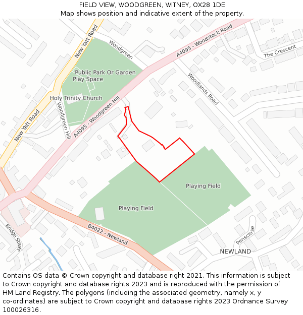 FIELD VIEW, WOODGREEN, WITNEY, OX28 1DE: Location map and indicative extent of plot