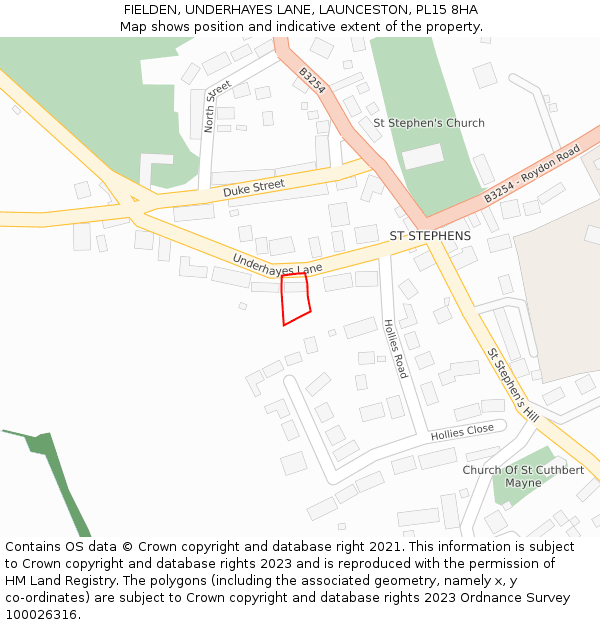 FIELDEN, UNDERHAYES LANE, LAUNCESTON, PL15 8HA: Location map and indicative extent of plot