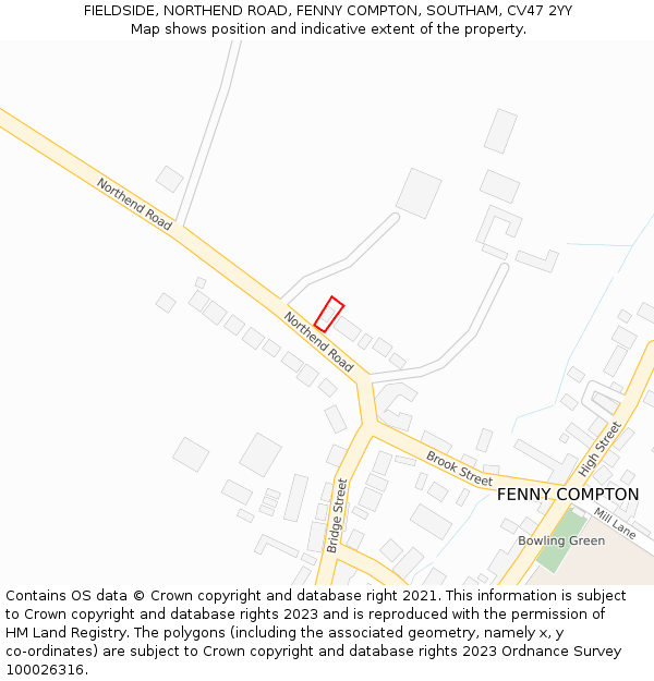 FIELDSIDE, NORTHEND ROAD, FENNY COMPTON, SOUTHAM, CV47 2YY: Location map and indicative extent of plot