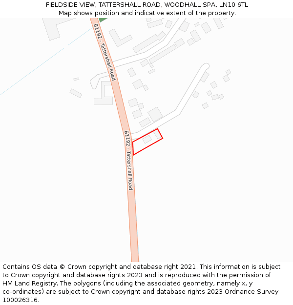 FIELDSIDE VIEW, TATTERSHALL ROAD, WOODHALL SPA, LN10 6TL: Location map and indicative extent of plot
