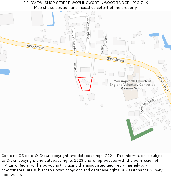 FIELDVIEW, SHOP STREET, WORLINGWORTH, WOODBRIDGE, IP13 7HX: Location map and indicative extent of plot