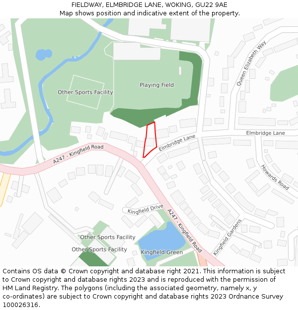 FIELDWAY, ELMBRIDGE LANE, WOKING, GU22 9AE: Location map and indicative extent of plot
