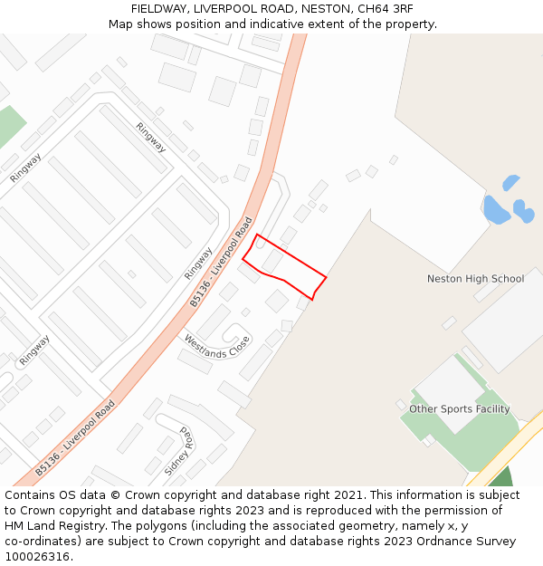 FIELDWAY, LIVERPOOL ROAD, NESTON, CH64 3RF: Location map and indicative extent of plot