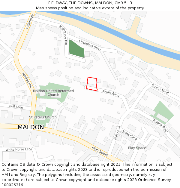 FIELDWAY, THE DOWNS, MALDON, CM9 5HR: Location map and indicative extent of plot