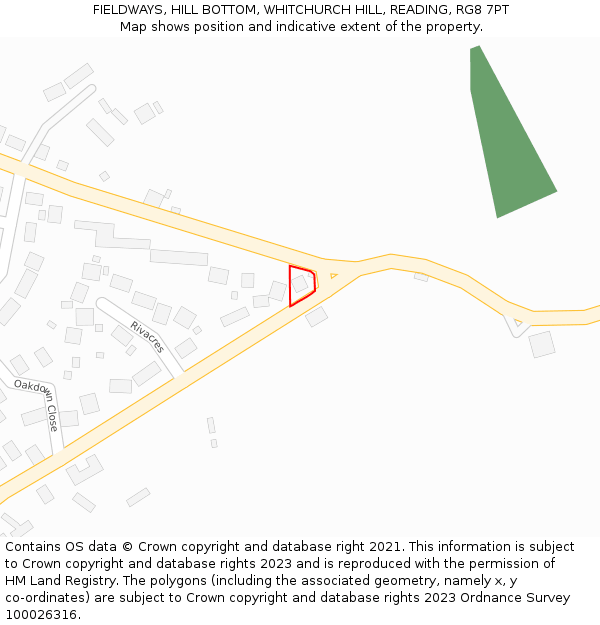 FIELDWAYS, HILL BOTTOM, WHITCHURCH HILL, READING, RG8 7PT: Location map and indicative extent of plot