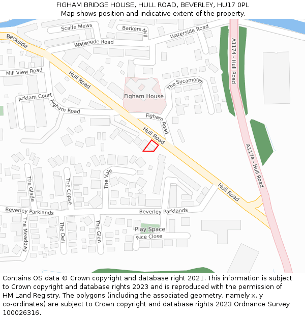 FIGHAM BRIDGE HOUSE, HULL ROAD, BEVERLEY, HU17 0PL: Location map and indicative extent of plot