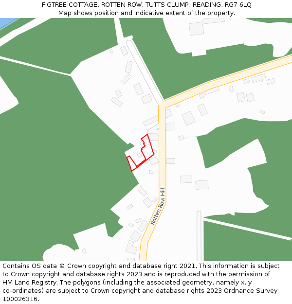 FIGTREE COTTAGE, ROTTEN ROW, TUTTS CLUMP, READING, RG7 6LQ: Location map and indicative extent of plot