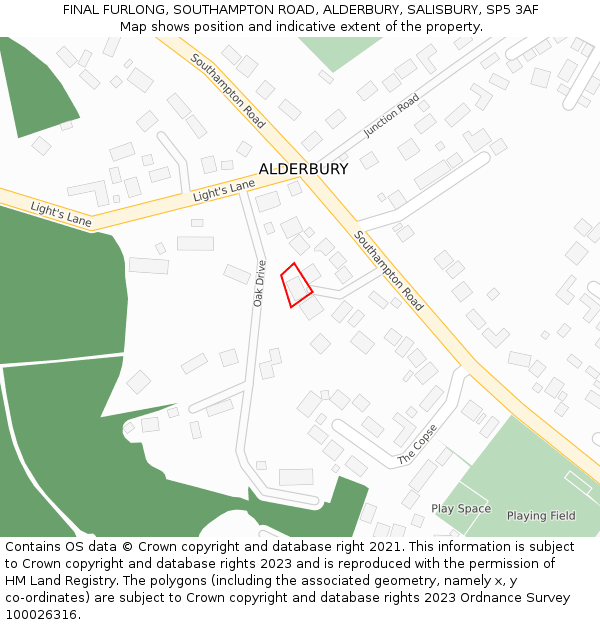 FINAL FURLONG, SOUTHAMPTON ROAD, ALDERBURY, SALISBURY, SP5 3AF: Location map and indicative extent of plot