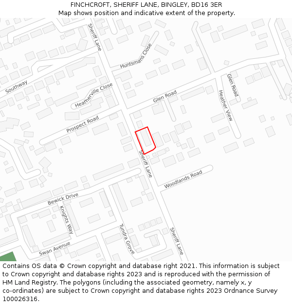 FINCHCROFT, SHERIFF LANE, BINGLEY, BD16 3ER: Location map and indicative extent of plot