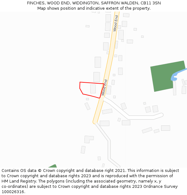 FINCHES, WOOD END, WIDDINGTON, SAFFRON WALDEN, CB11 3SN: Location map and indicative extent of plot