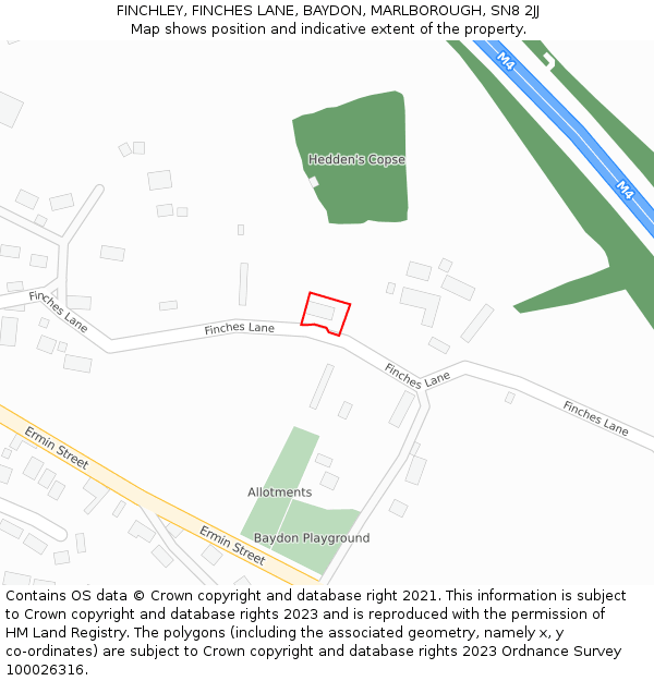 FINCHLEY, FINCHES LANE, BAYDON, MARLBOROUGH, SN8 2JJ: Location map and indicative extent of plot