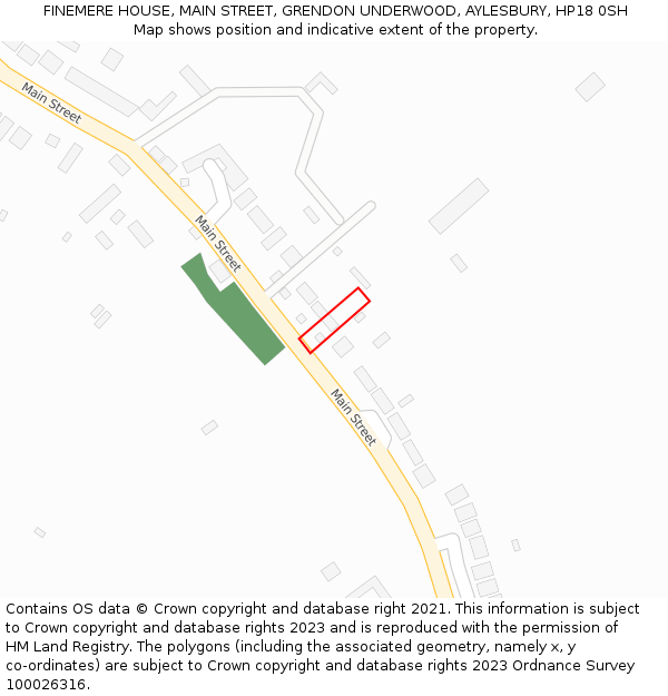 FINEMERE HOUSE, MAIN STREET, GRENDON UNDERWOOD, AYLESBURY, HP18 0SH: Location map and indicative extent of plot