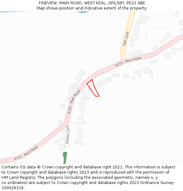 FINEVIEW, MAIN ROAD, WEST KEAL, SPILSBY, PE23 4BE: Location map and indicative extent of plot