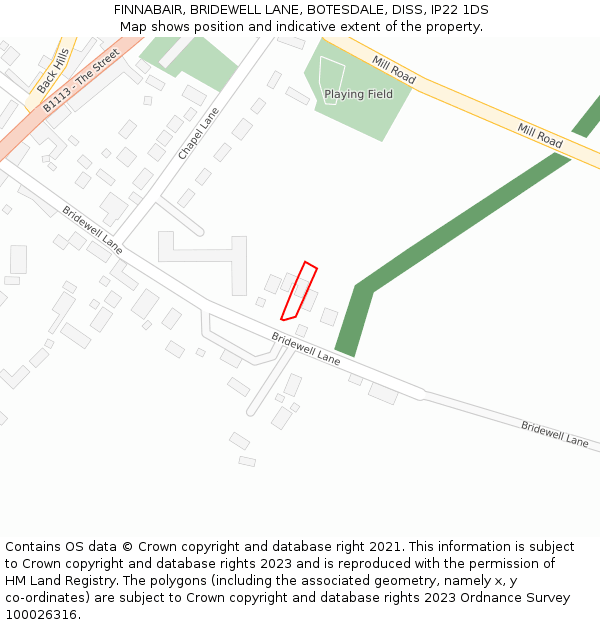 FINNABAIR, BRIDEWELL LANE, BOTESDALE, DISS, IP22 1DS: Location map and indicative extent of plot
