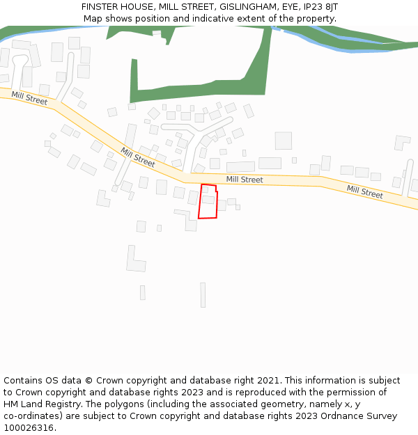 FINSTER HOUSE, MILL STREET, GISLINGHAM, EYE, IP23 8JT: Location map and indicative extent of plot