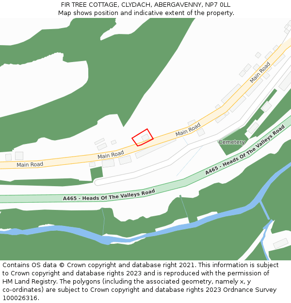 FIR TREE COTTAGE, CLYDACH, ABERGAVENNY, NP7 0LL: Location map and indicative extent of plot