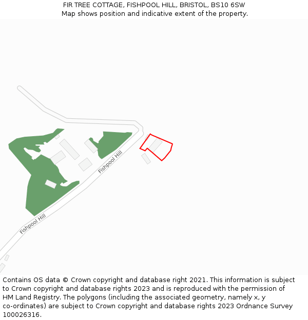 FIR TREE COTTAGE, FISHPOOL HILL, BRISTOL, BS10 6SW: Location map and indicative extent of plot