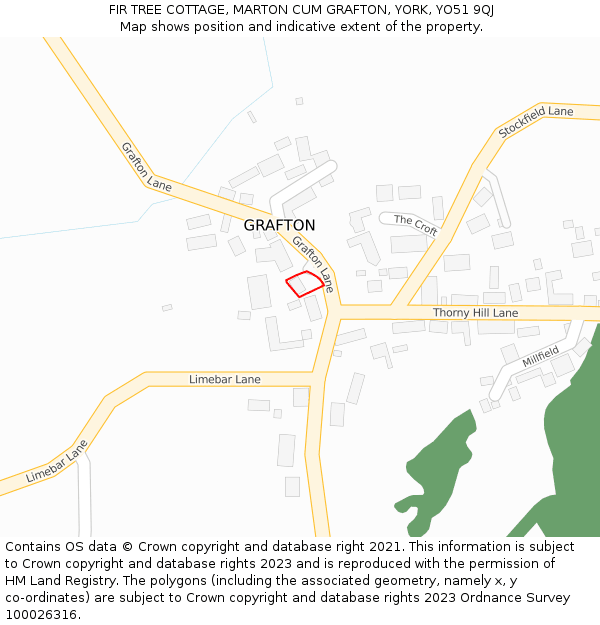 FIR TREE COTTAGE, MARTON CUM GRAFTON, YORK, YO51 9QJ: Location map and indicative extent of plot