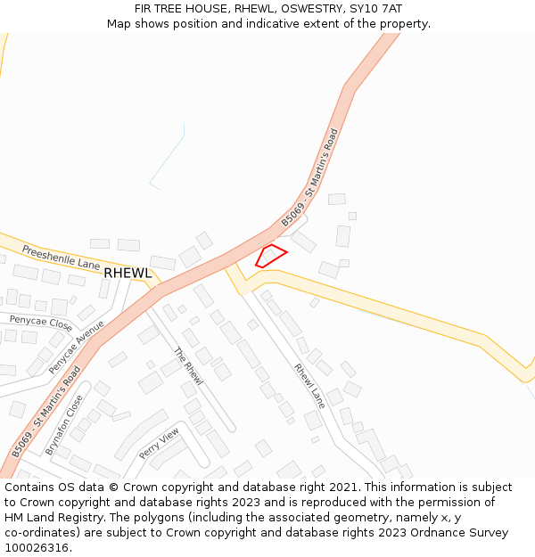 FIR TREE HOUSE, RHEWL, OSWESTRY, SY10 7AT: Location map and indicative extent of plot