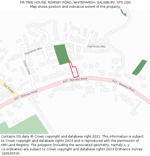 FIR TREE HOUSE, ROMSEY ROAD, WHITEPARISH, SALISBURY, SP5 2SD: Location map and indicative extent of plot
