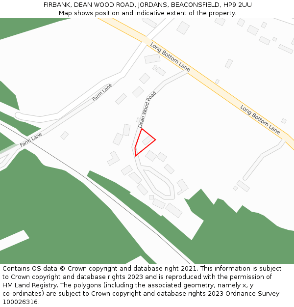 FIRBANK, DEAN WOOD ROAD, JORDANS, BEACONSFIELD, HP9 2UU: Location map and indicative extent of plot